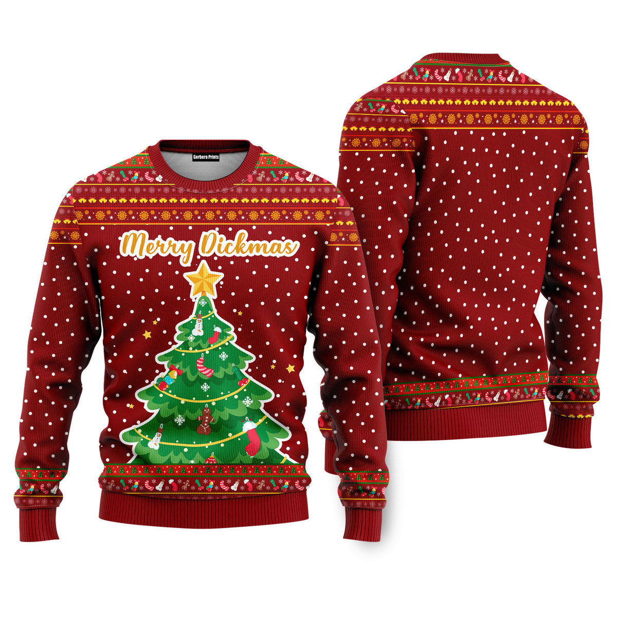 Merry Dickmass Tree Funny Ugly Christmas Sweater - WeCustomit