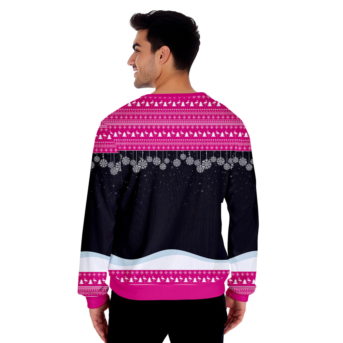 Flocking Around Flamingo Funny Ugly Christmas Sweater - WeCustomit
