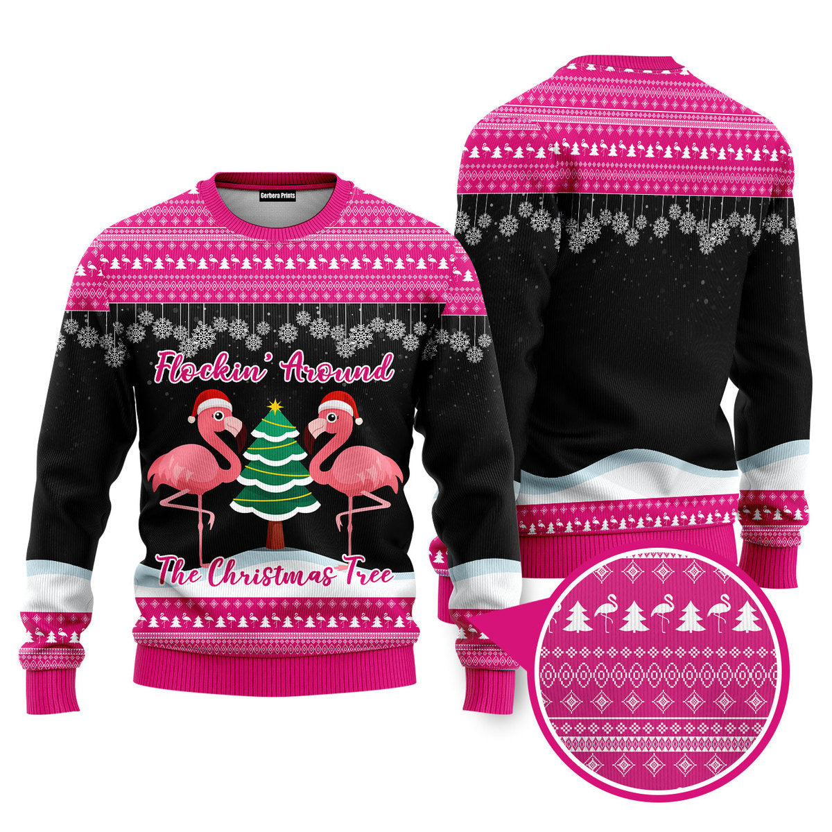 Flocking Around Flamingo Funny Ugly Christmas Sweater - WeCustomit