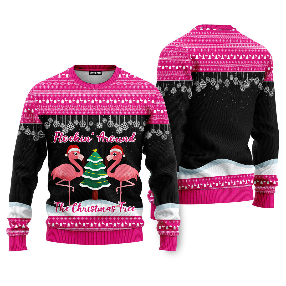 Flocking Around Flamingo Funny Ugly Christmas Sweater - WeCustomit