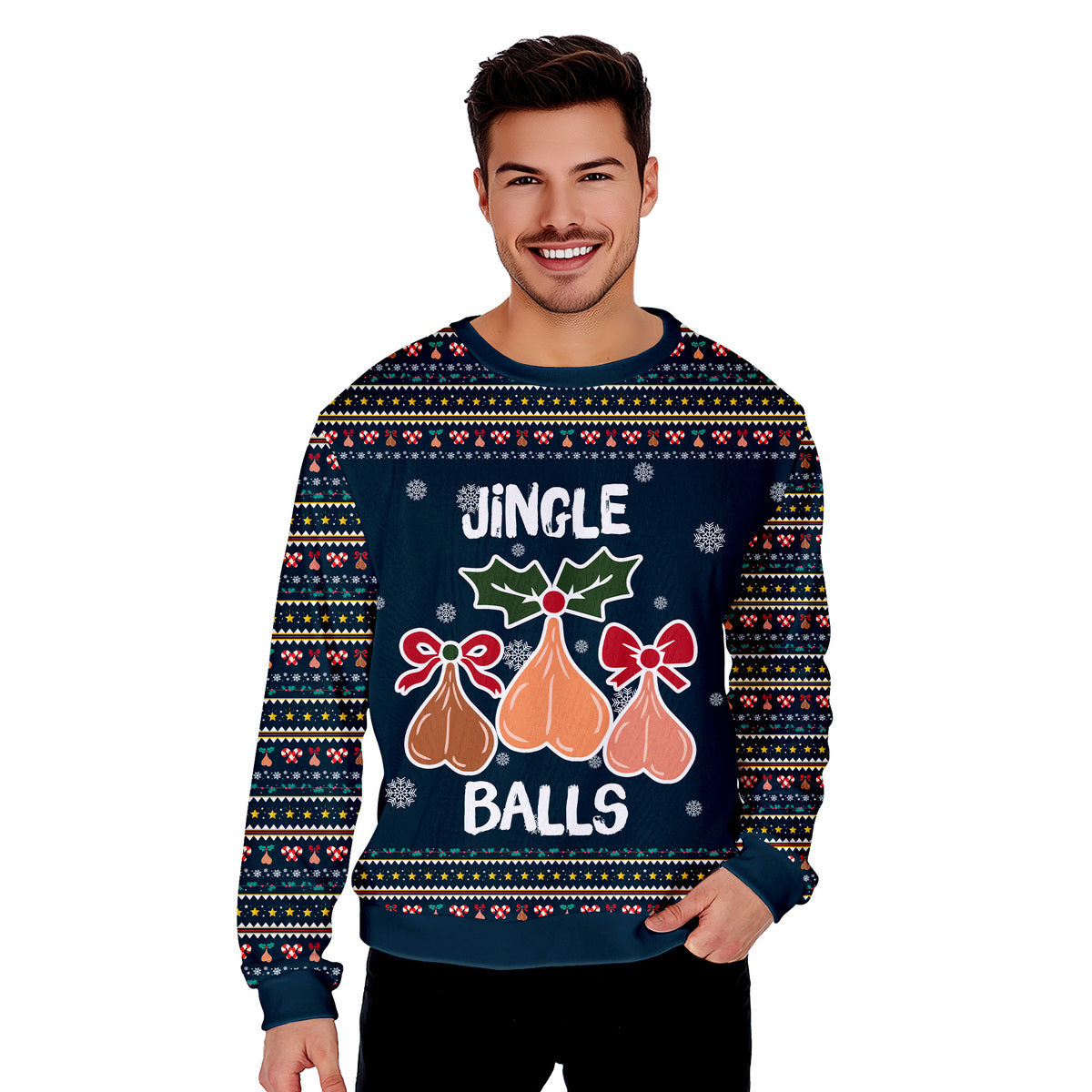 Jingle Balls Merry Christmas Funny Ugly Christmas Sweater - WeCustomit