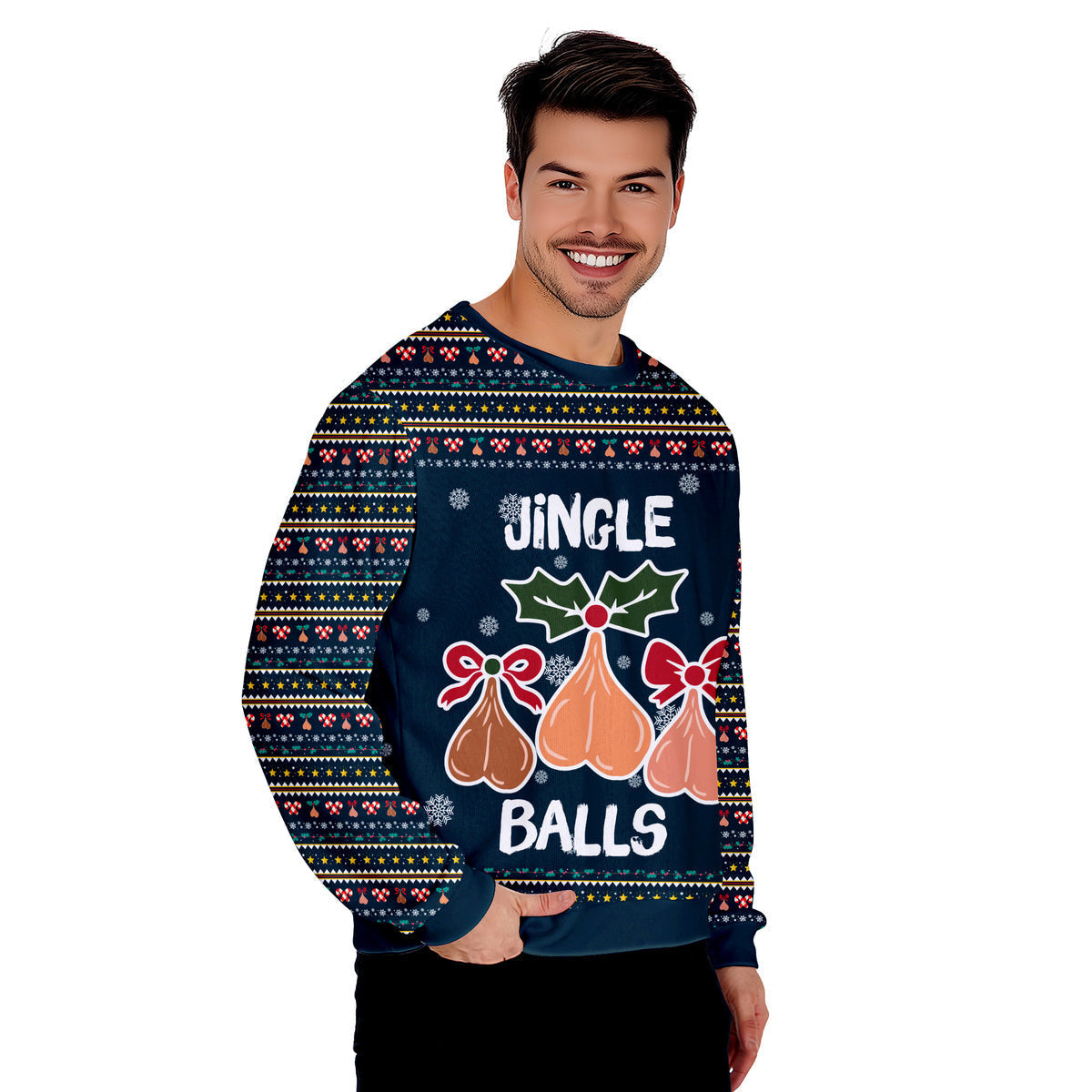 Jingle Balls Merry Christmas Funny Ugly Christmas Sweater - WeCustomit
