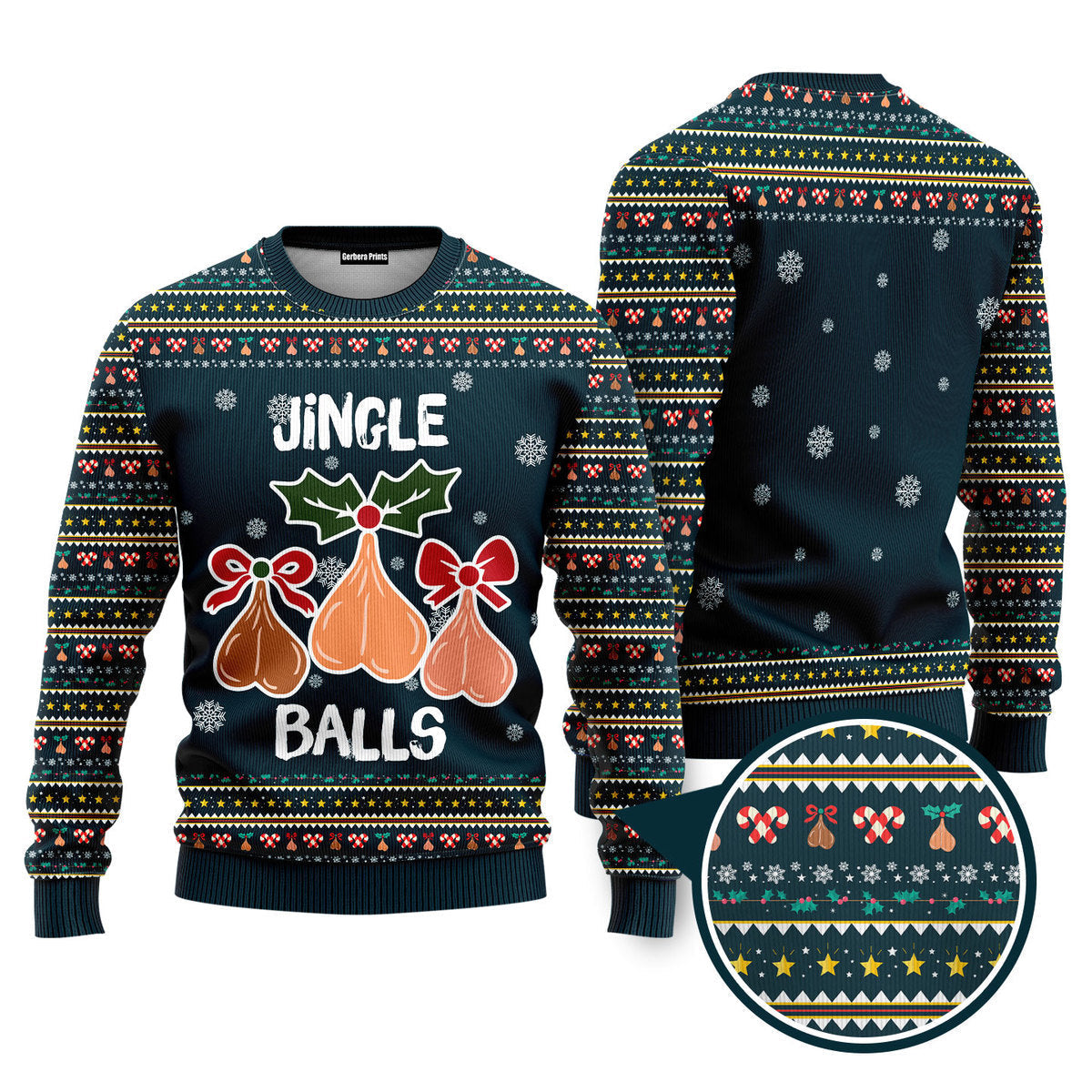 Jingle Balls Merry Christmas Funny Ugly Christmas Sweater - WeCustomit
