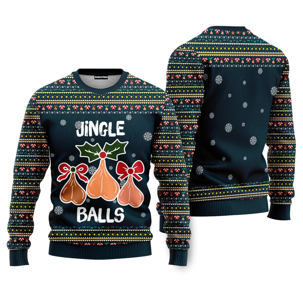 Jingle Balls Merry Christmas Funny Ugly Christmas Sweater - WeCustomit