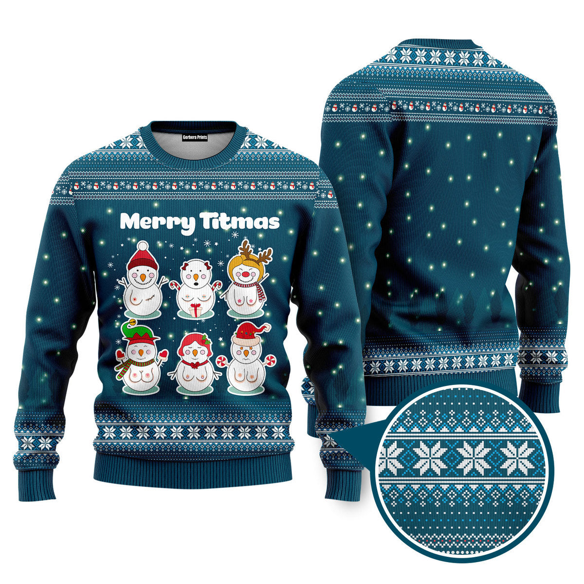 Merry Titmas Naughty Snowman Funny Ugly Christmas Sweater - WeCustomit
