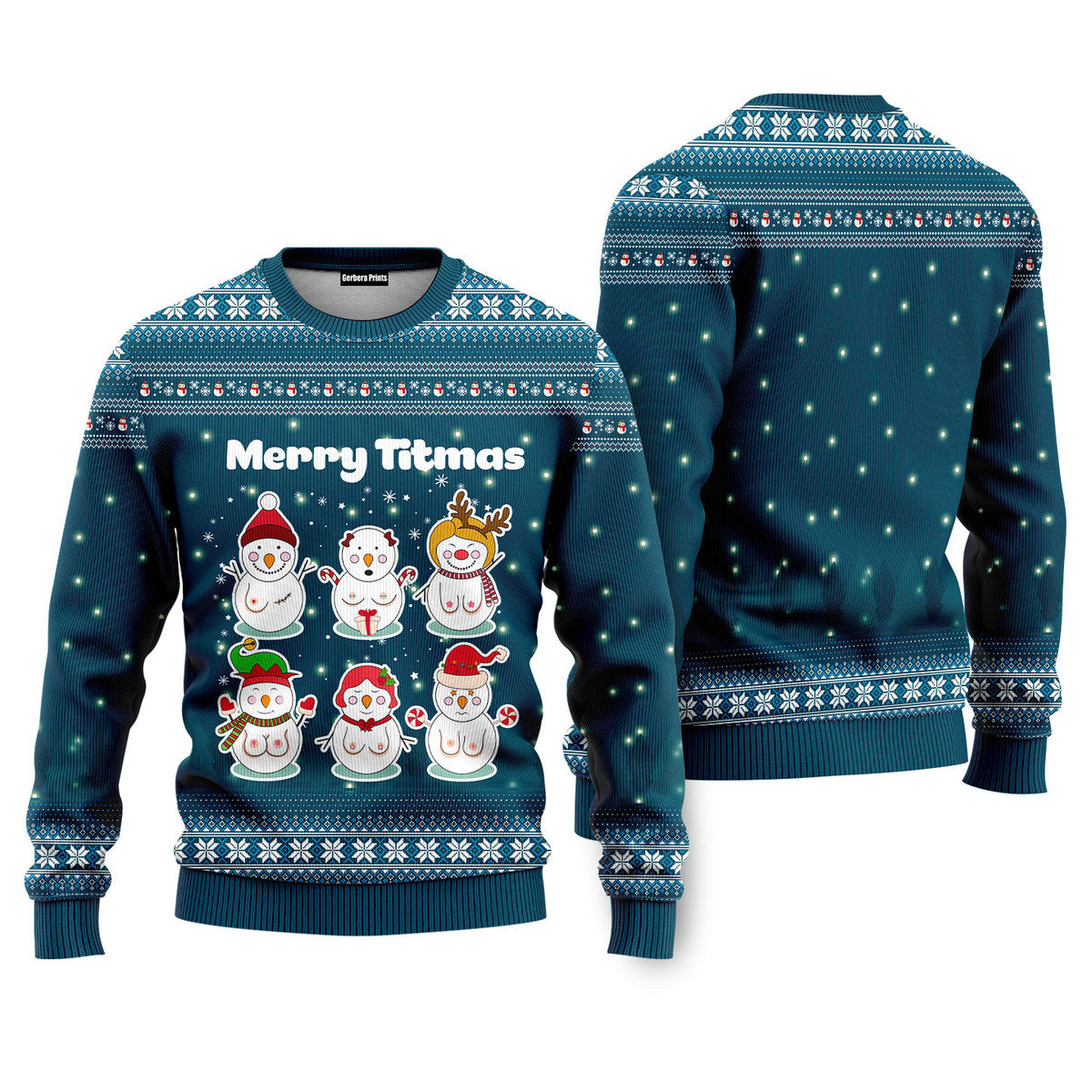 Merry Titmas Naughty Snowman Funny Ugly Christmas Sweater - WeCustomit