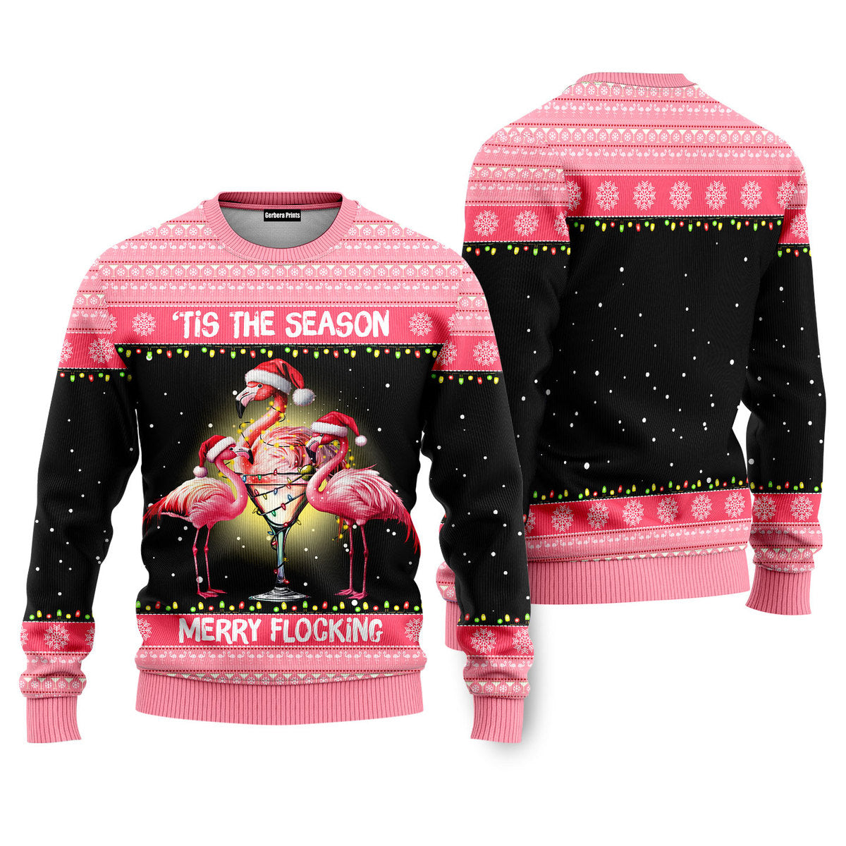 Flamingo Tis The Season Merry Flocking Funny Ugly Christmas Sweater - WeCustomit
