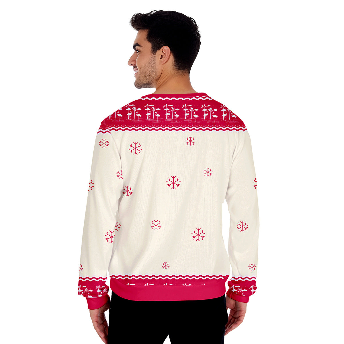 The Palms With Flamingo Funny Ugly Christmas Sweater - WeCustomit