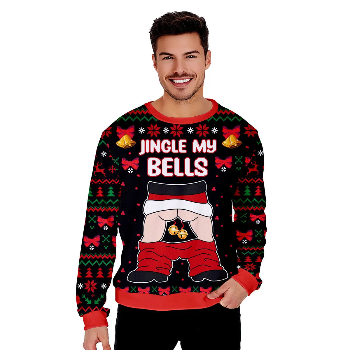 Jingle My Bells Funny Santa Funny Ugly Christmas Sweater - WeCustomit