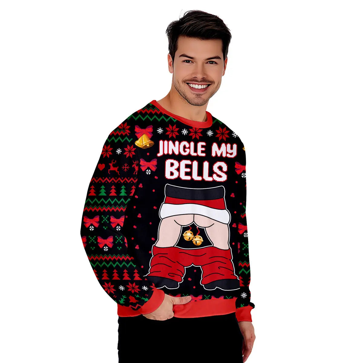 Jingle My Bells Funny Santa Funny Ugly Christmas Sweater - WeCustomit