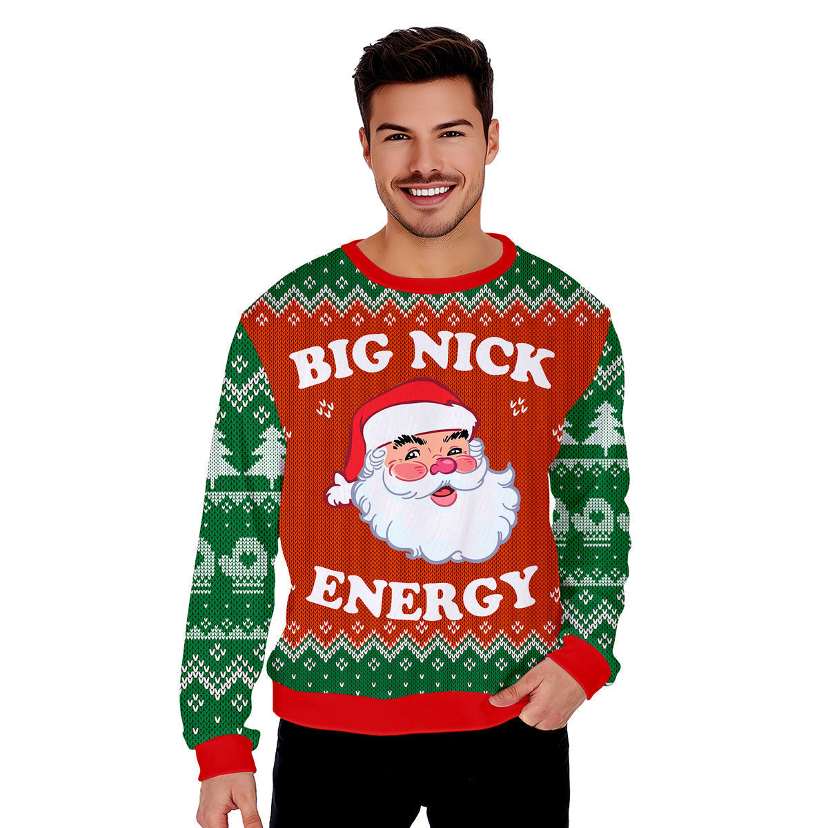 Big Nick Energy Santa Funny Ugly Christmas Sweater - WeCustomit