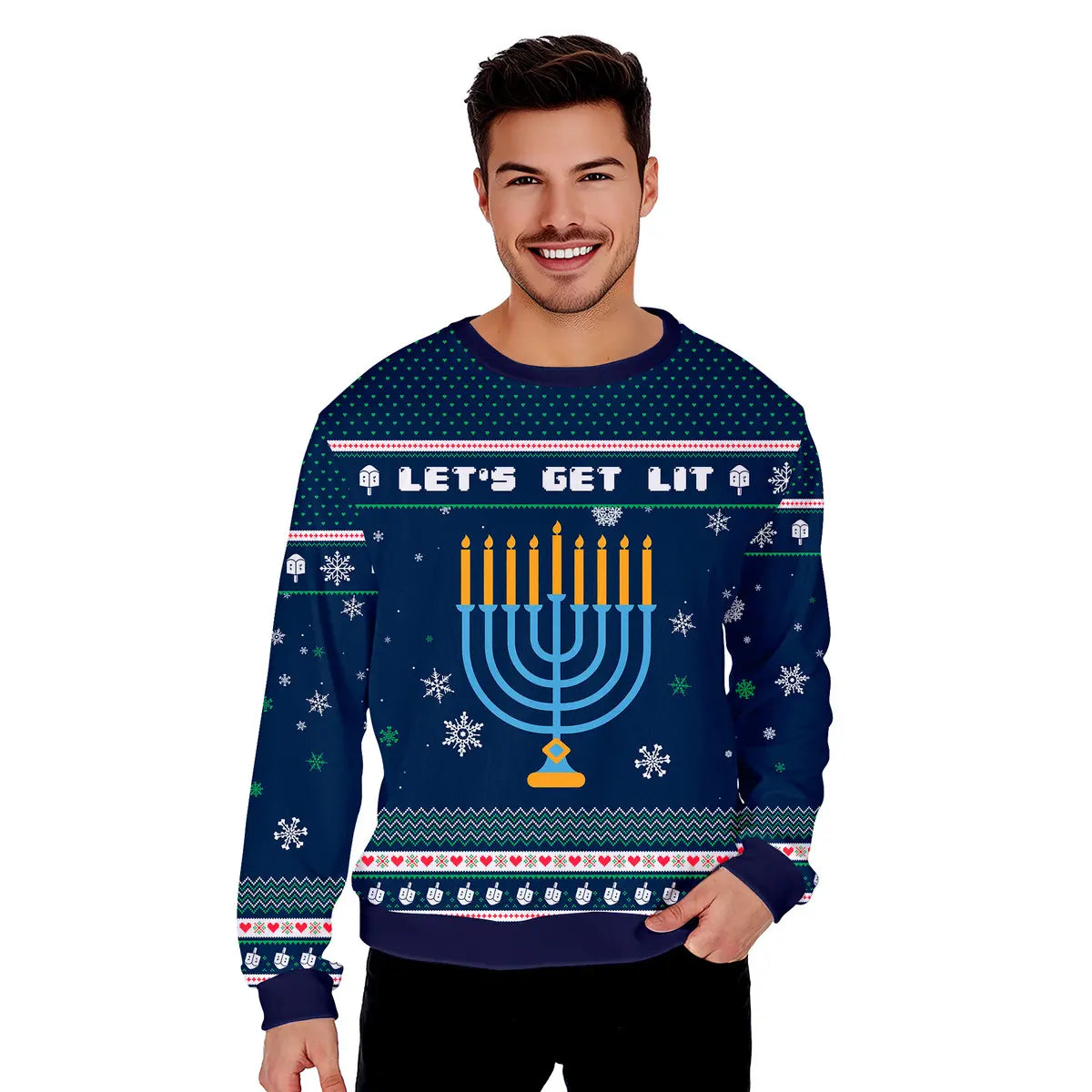 Lit Christmukkah Funny Ugly Christmas Sweater - WeCustomit