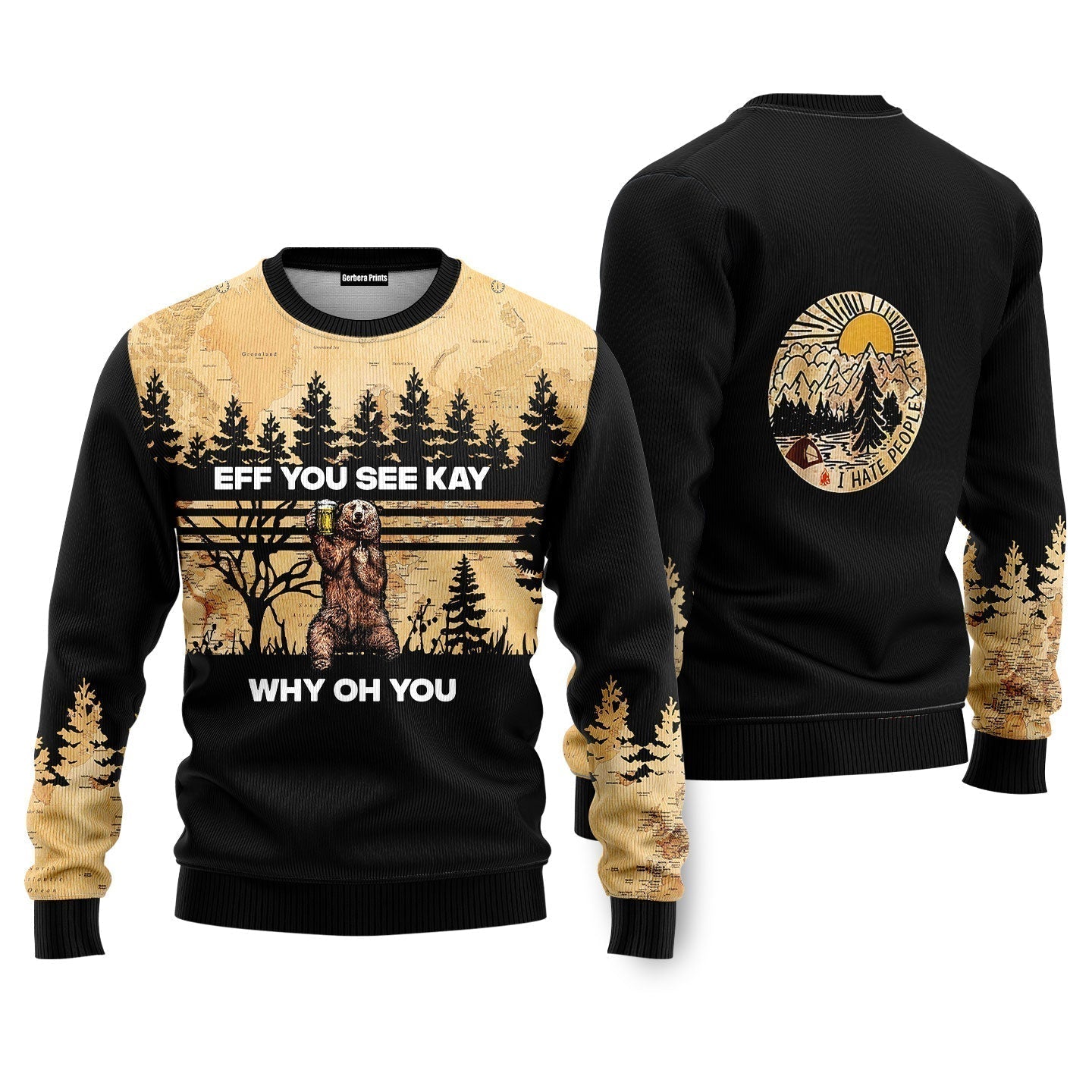 Eff Bear Beer You See Kay Why Oh You Ugly Christmas Sweater - WeCustomit