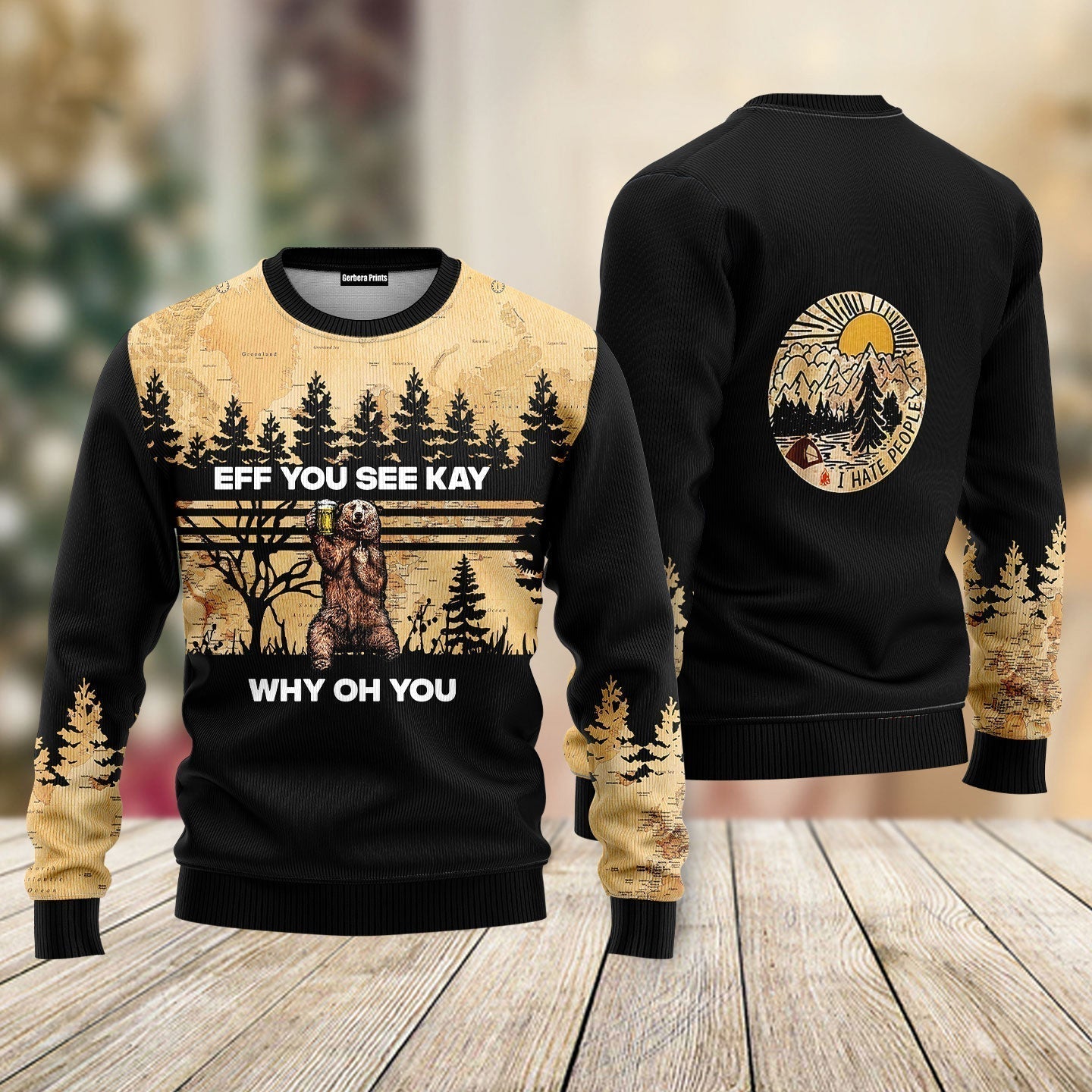 Eff Bear Beer You See Kay Why Oh You Ugly Christmas Sweater - WeCustomit