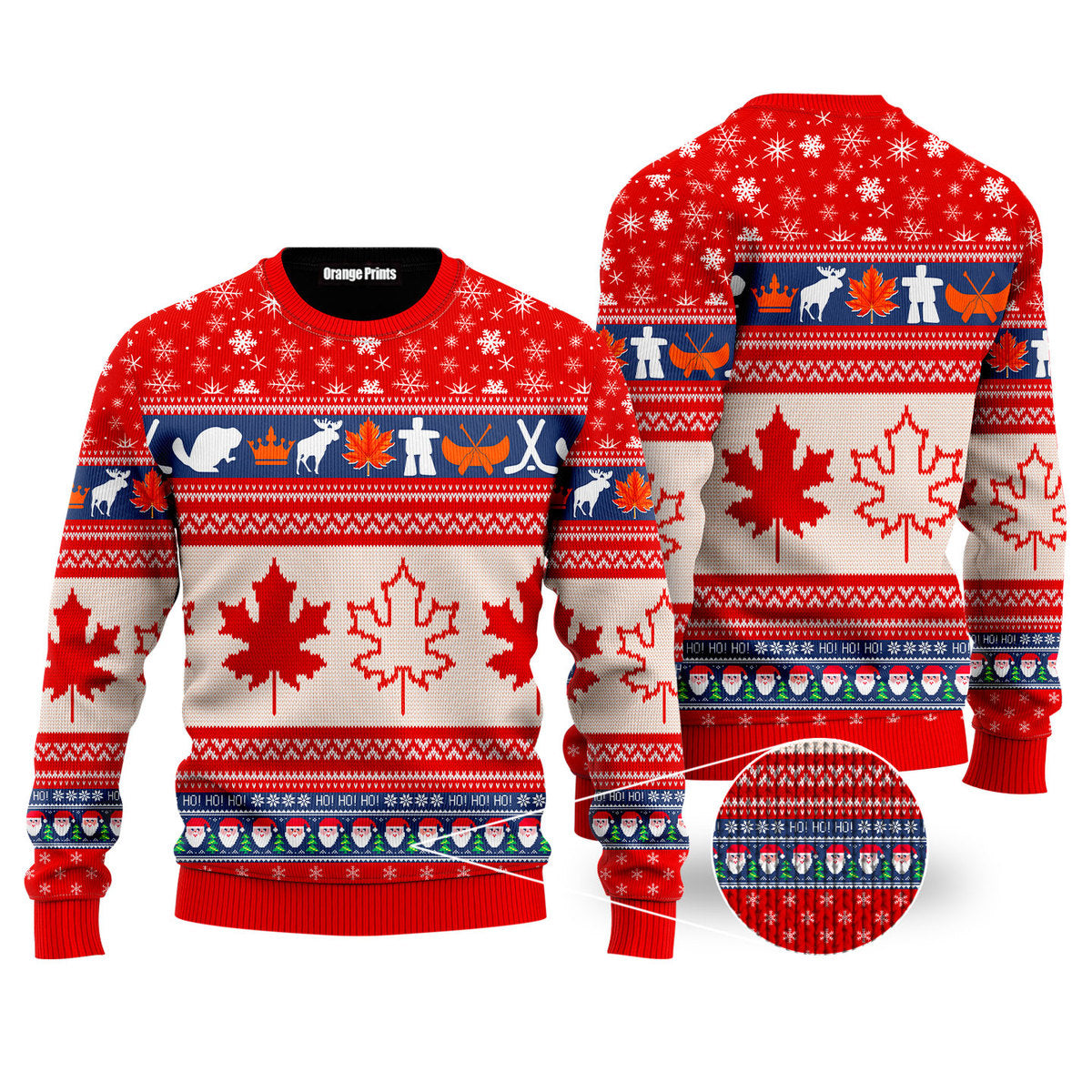 Christmas Canada Maple Leaf Ugly Christmas Sweater - WeCustomit