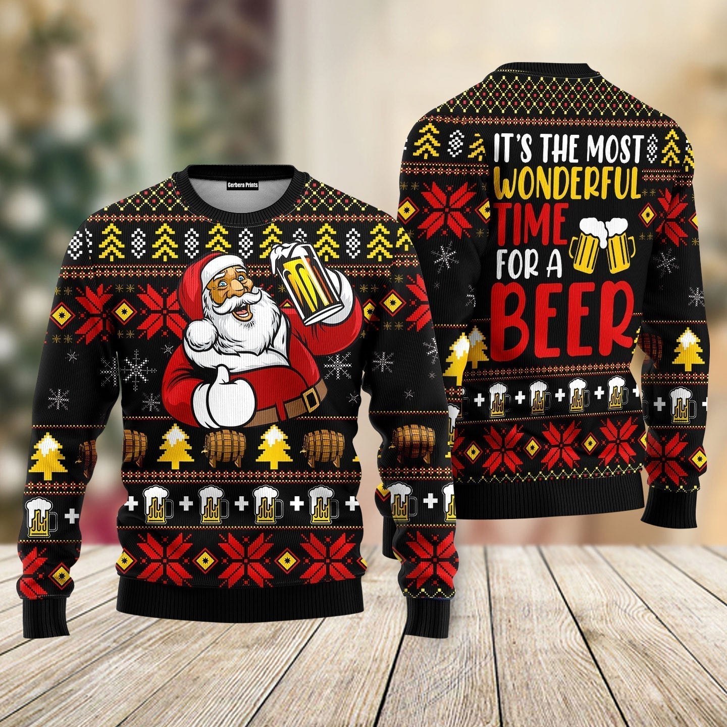 Its The Most Wonderful Time For A Beer Ugly Christmas Sweater - WeCustomit