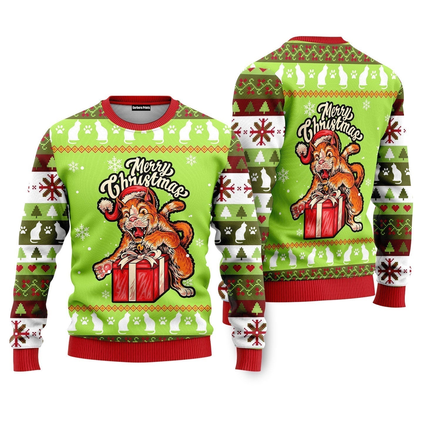 Cat Merry Funny Ugly Christmas Sweater - WeCustomit