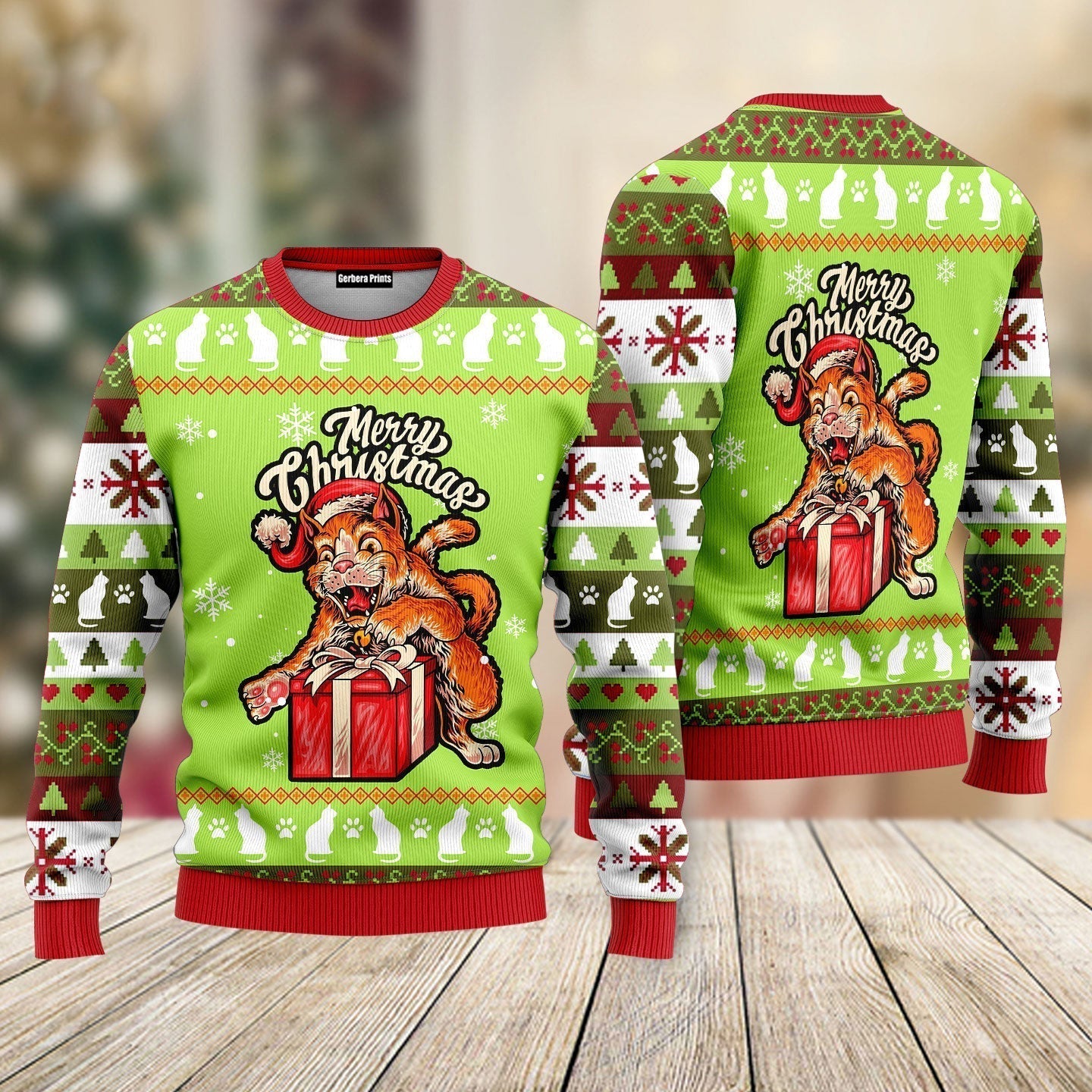 Cat Merry Funny Ugly Christmas Sweater - WeCustomit