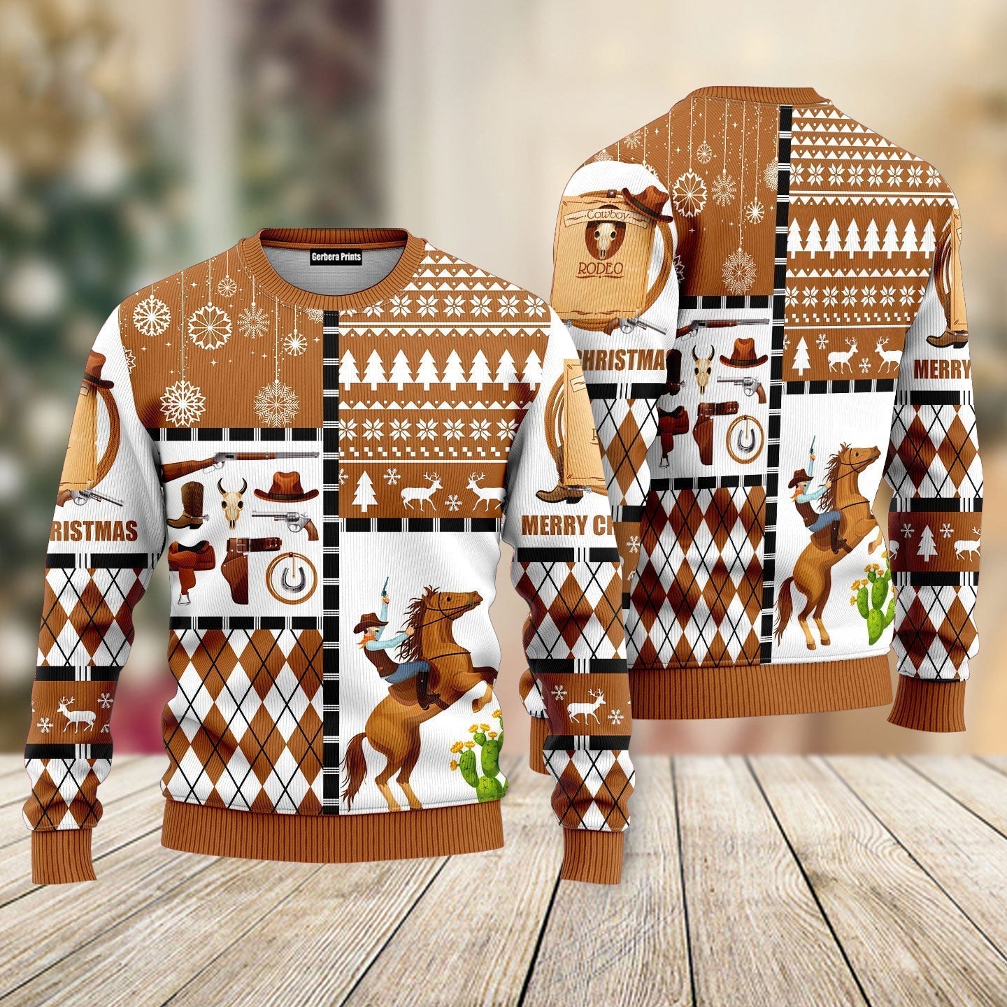 Horse Cowboy Merry Ugly Christmas Sweater - WeCustomit