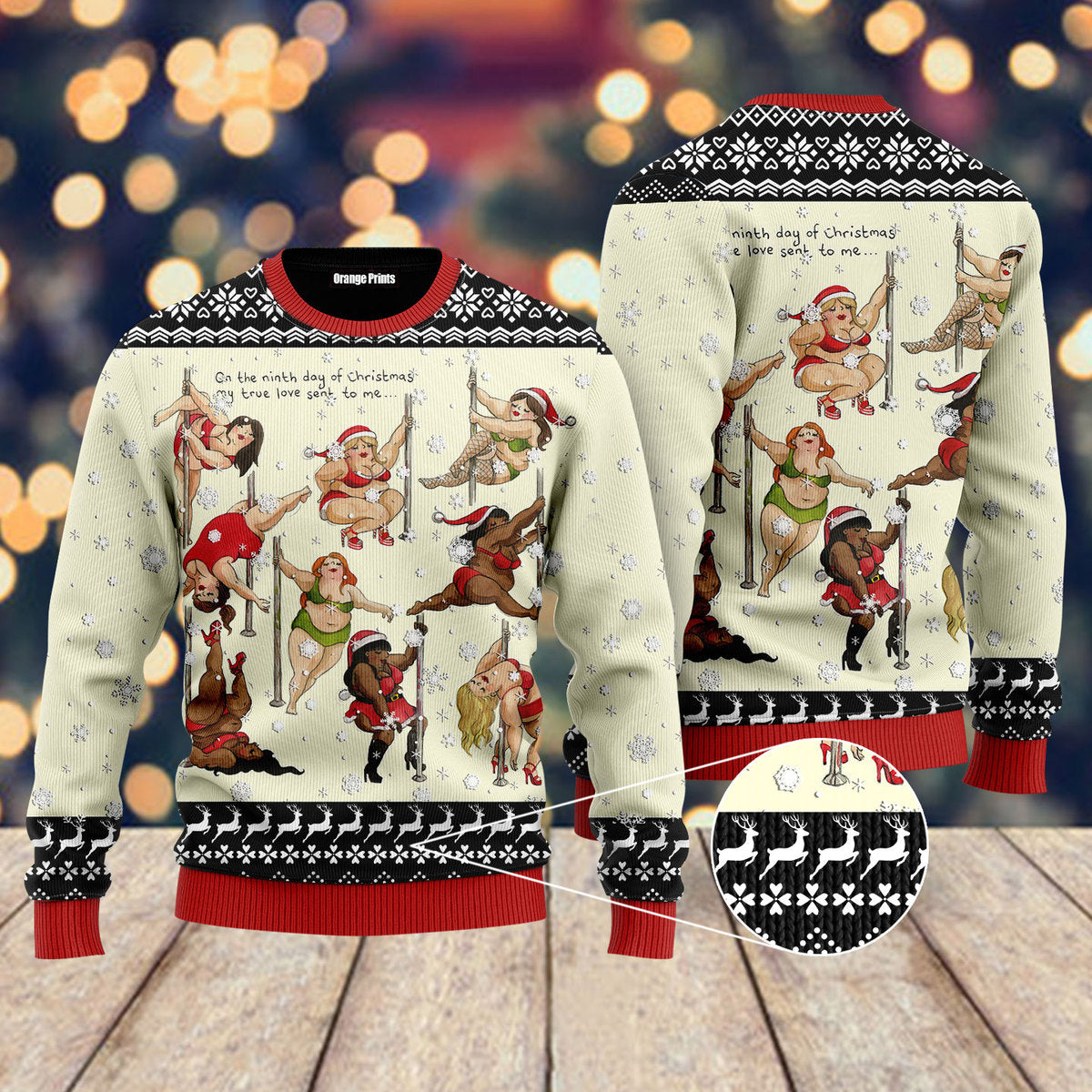 Nine Ladies Dancing Sexy Christmas Funny Ugly Christmas Sweater - WeCustomit