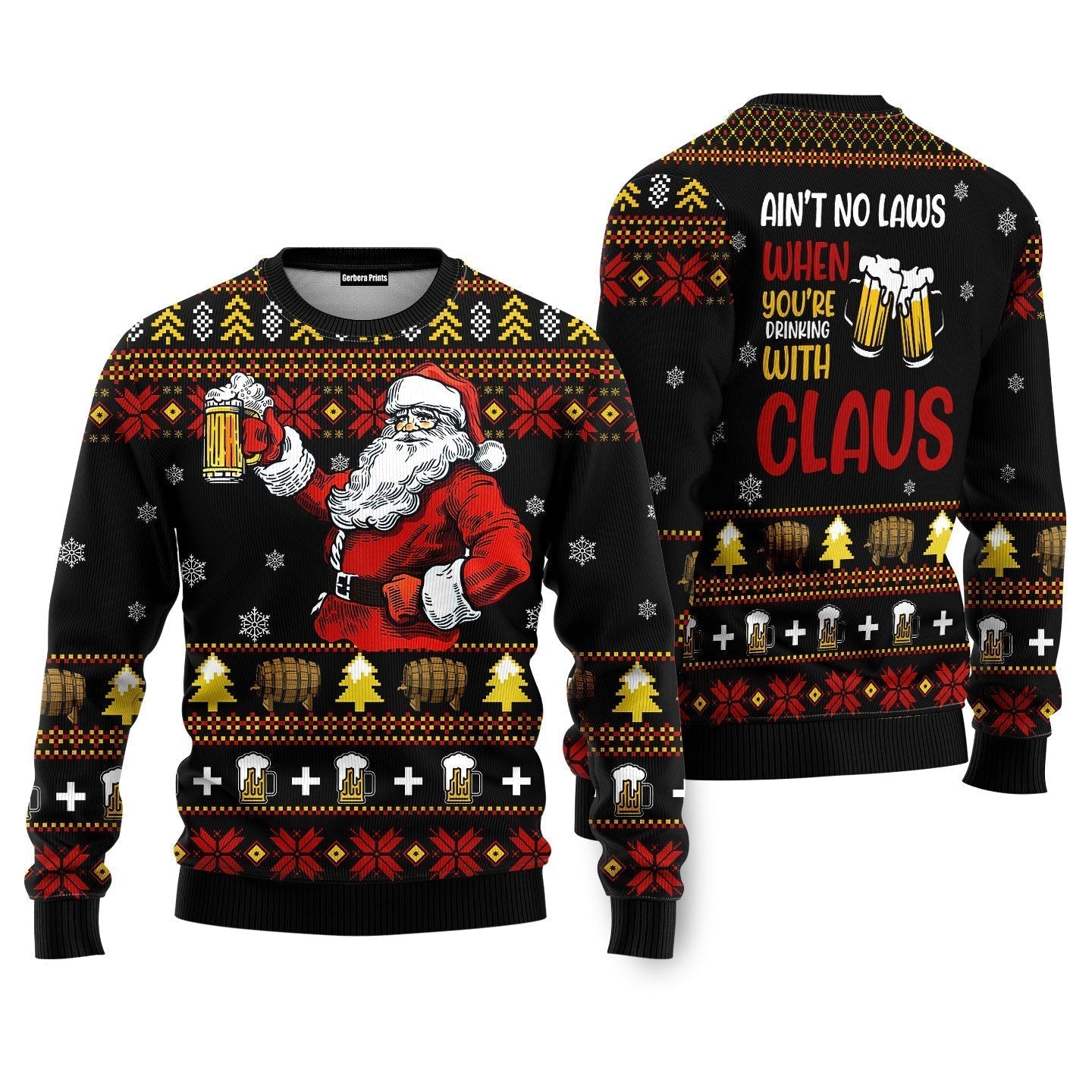 Drinking With Claus Funny Ugly Christmas Sweater - WeCustomit