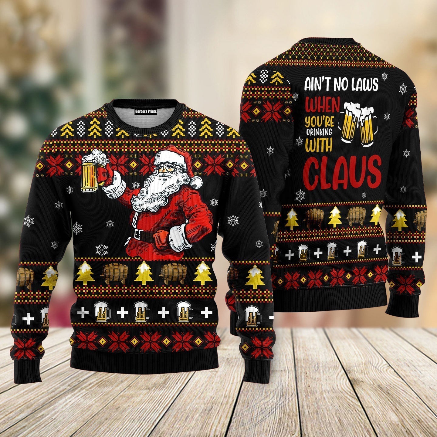 Drinking With Claus Funny Ugly Christmas Sweater - WeCustomit