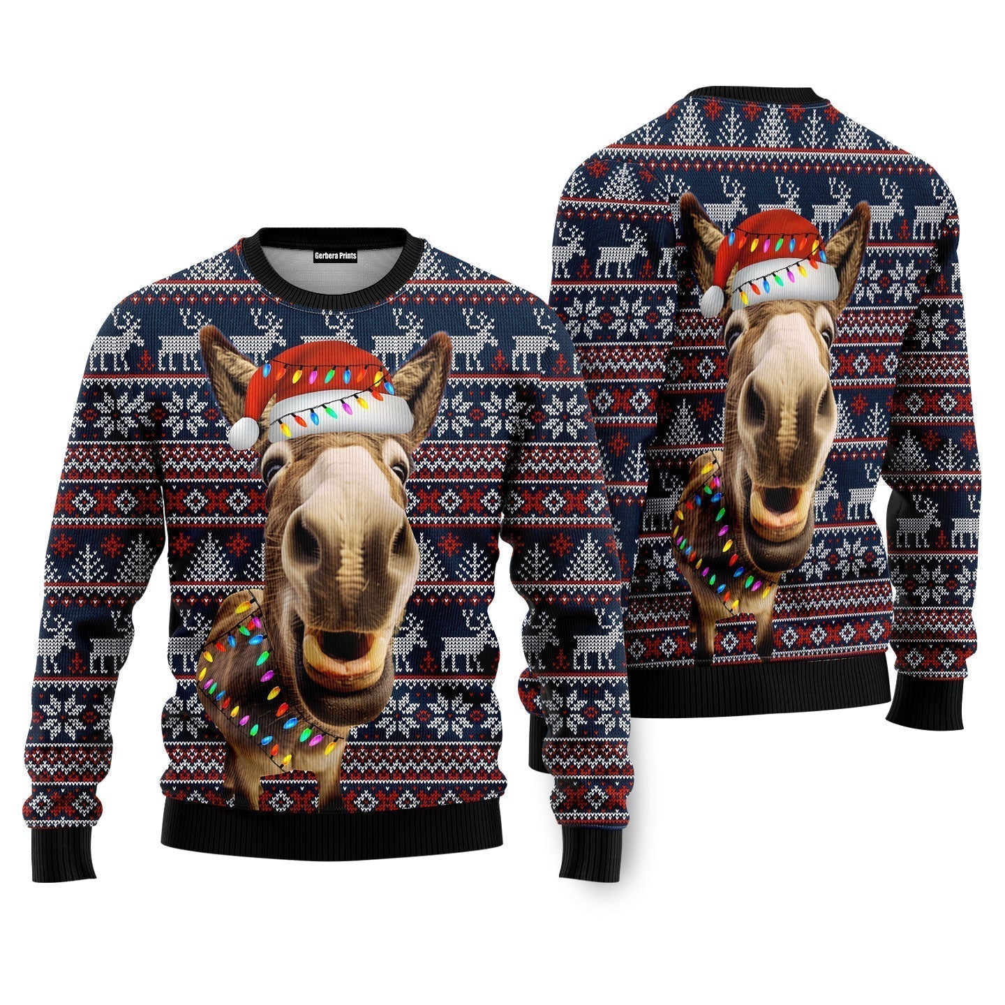 Donkey Funny Colorful Light Funny Ugly Christmas Sweaters - WeCustomit