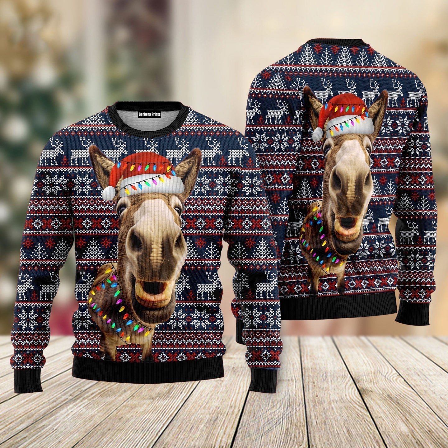 Donkey Funny Colorful Light Funny Ugly Christmas Sweaters - WeCustomit