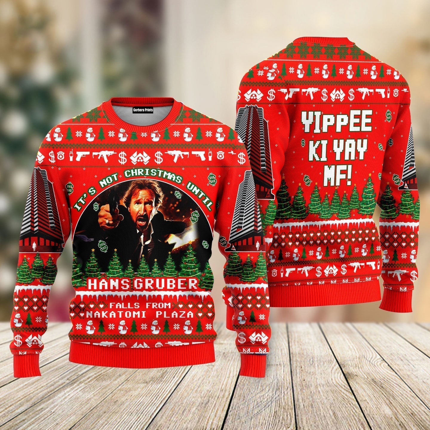 It's Not Christmas Until Fall From Nakatomi Plaza Red Ugly Christmas Sweater - WeCustomit