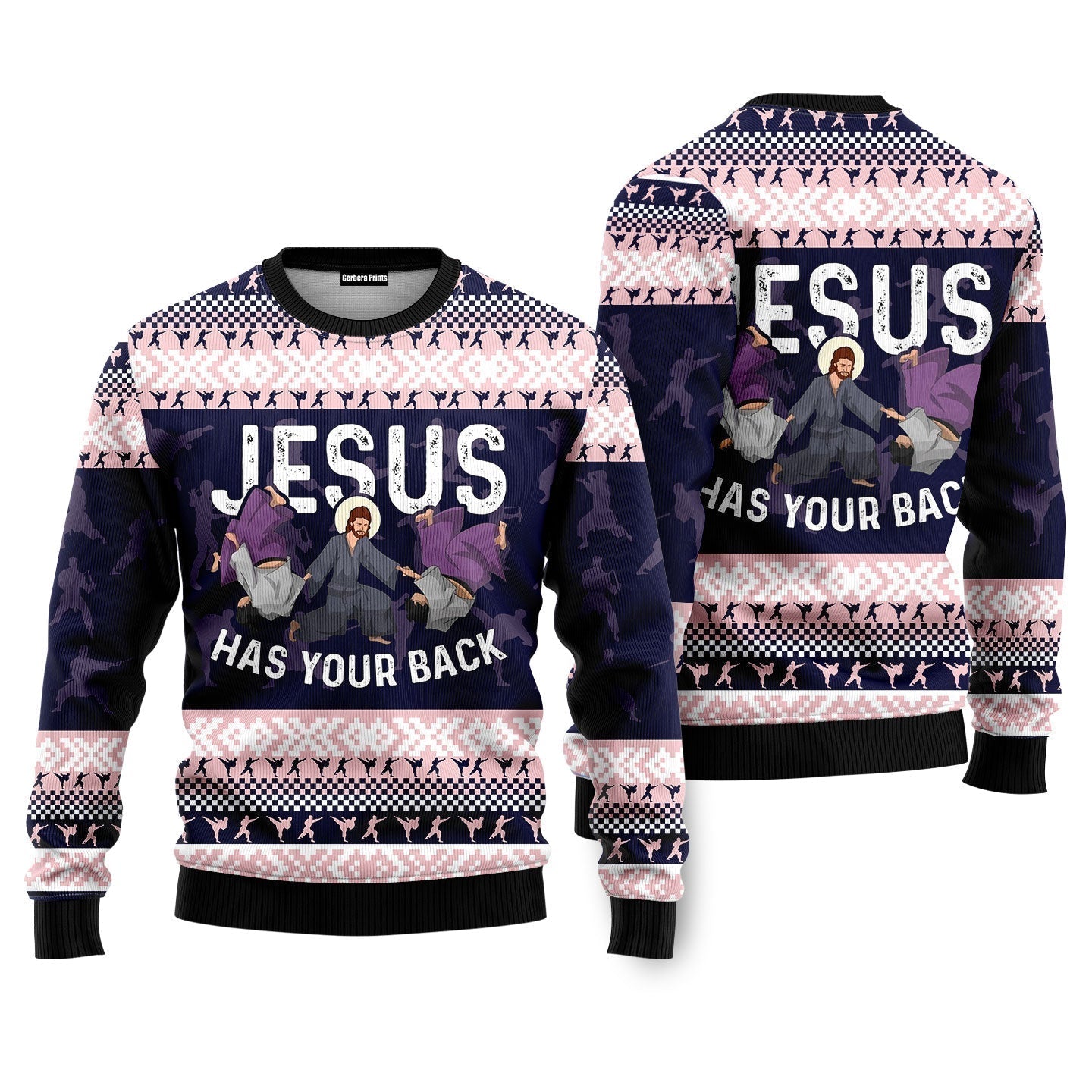 Christian Has Your Back Jiu Jitsu Ugly Christmas Sweater - WeCustomit