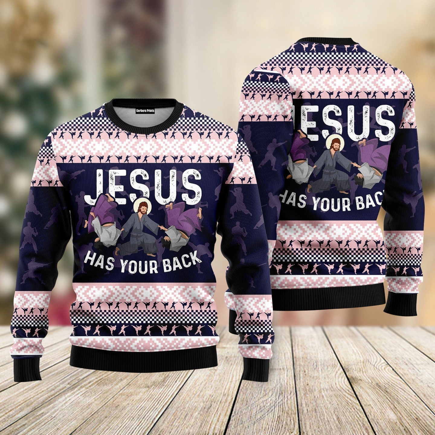 Christian Has Your Back Jiu Jitsu Ugly Christmas Sweater - WeCustomit