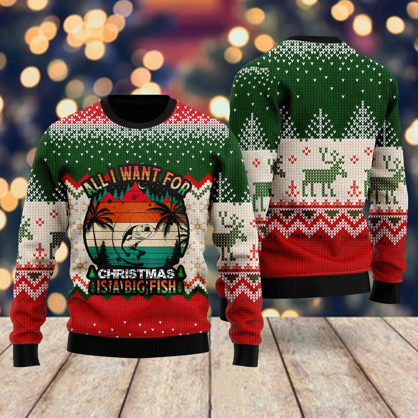 All I Want For Christmas Is Fishing Ugly Christmas Sweater - WeCustomit