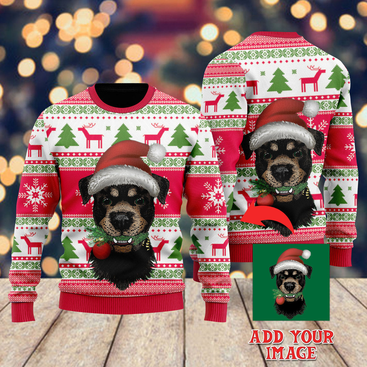 Custom Photo Of Dog On Vintage Xmas Custom Christmas Sweater - WeCustomit