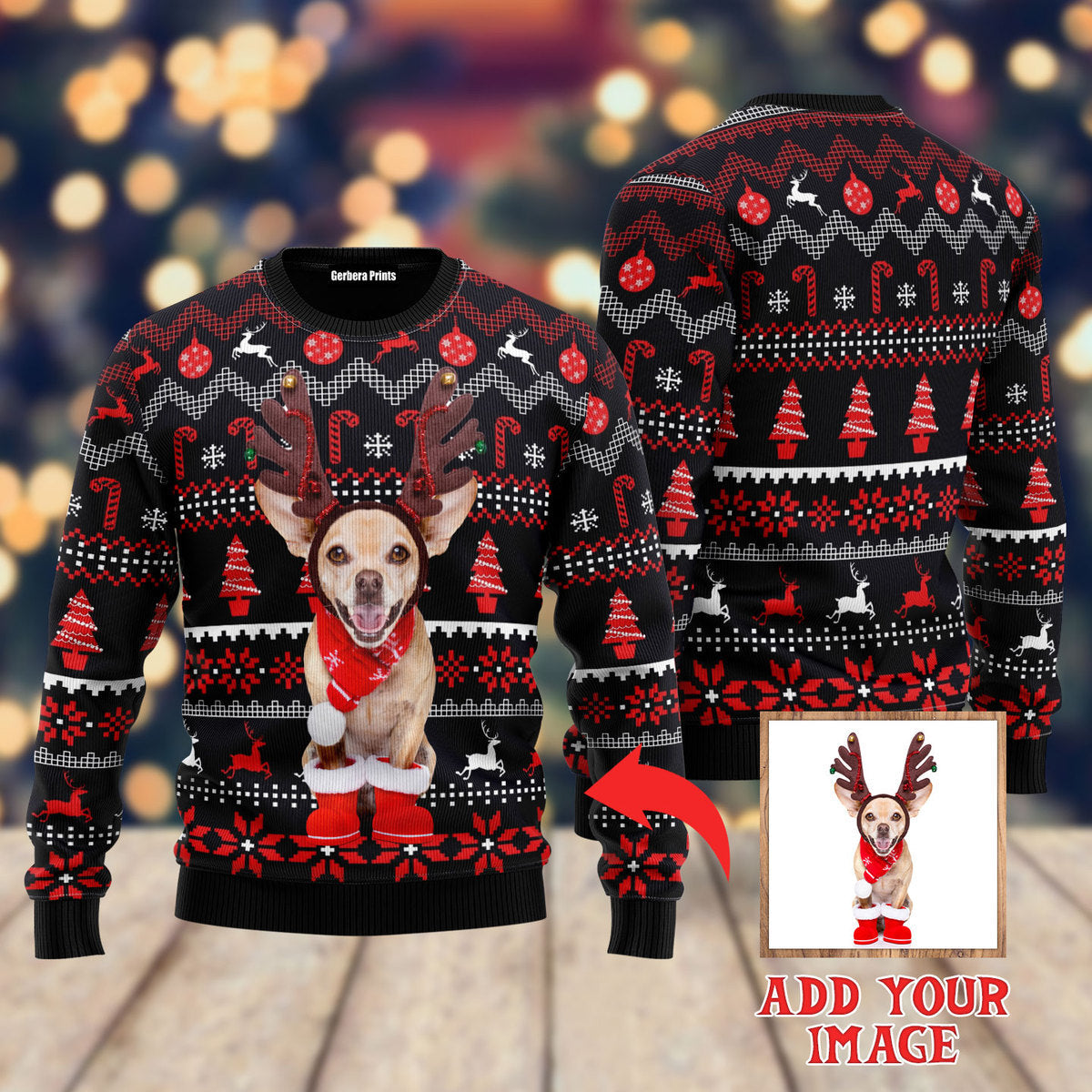 Funny Dog In Red Xmas Custom Christmas Sweater - WeCustomit