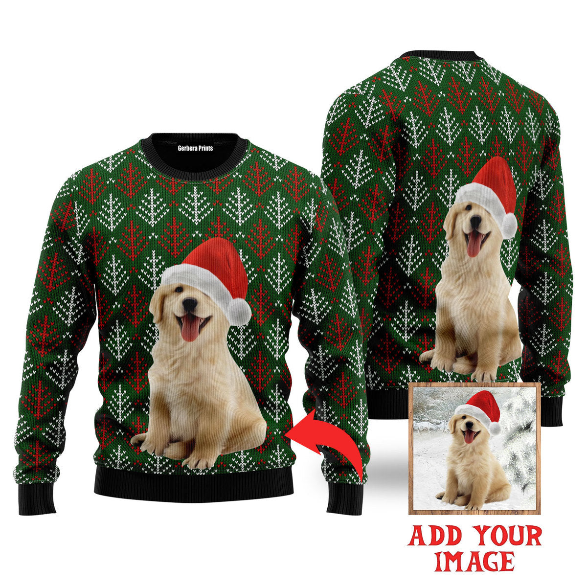 Funny Christmas Dog In Green Xmas Custom Christmas Sweater - WeCustomit