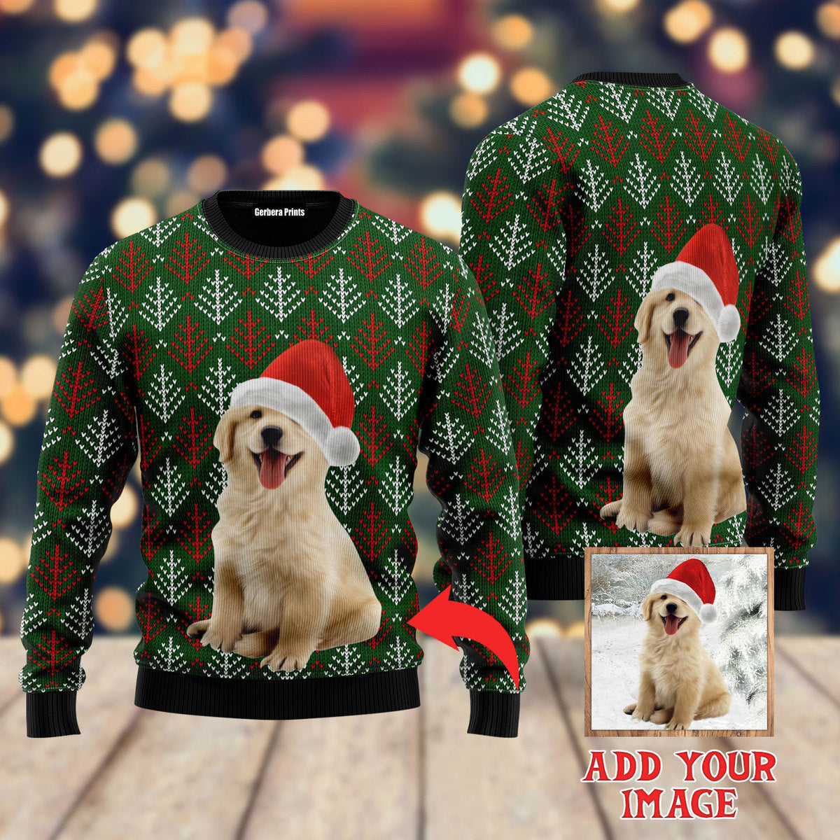 Funny Christmas Dog In Green Xmas Custom Christmas Sweater - WeCustomit