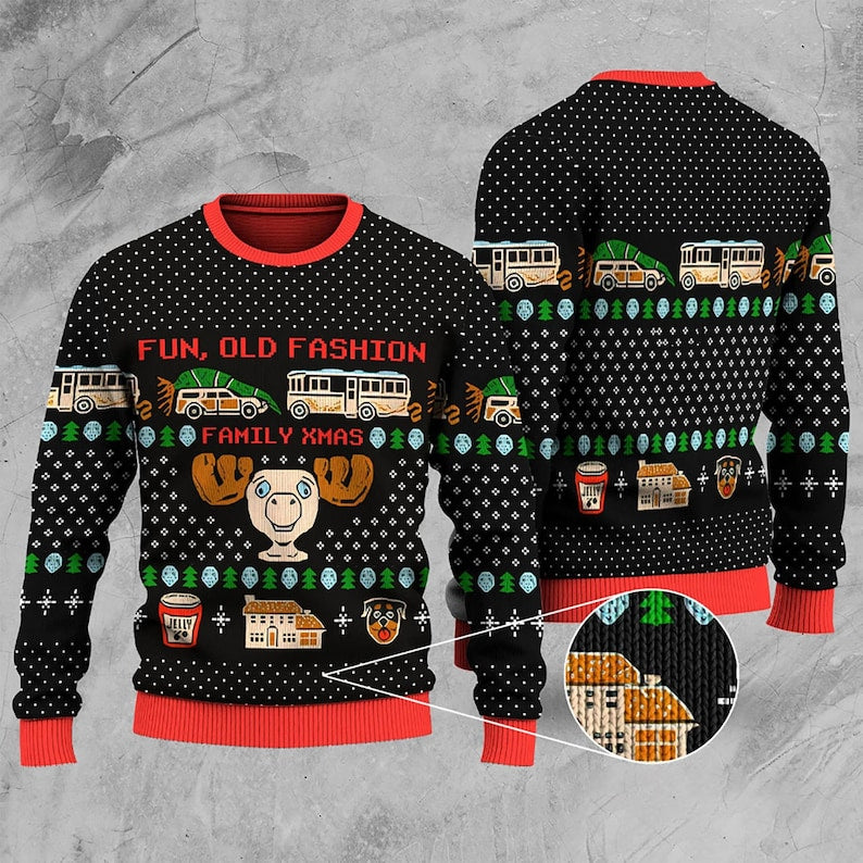Fun Old Fashion Family Xmas Ugly Christmas Sweater For Men & Women Christmas Gift Sweater US2060 - WeCustomit