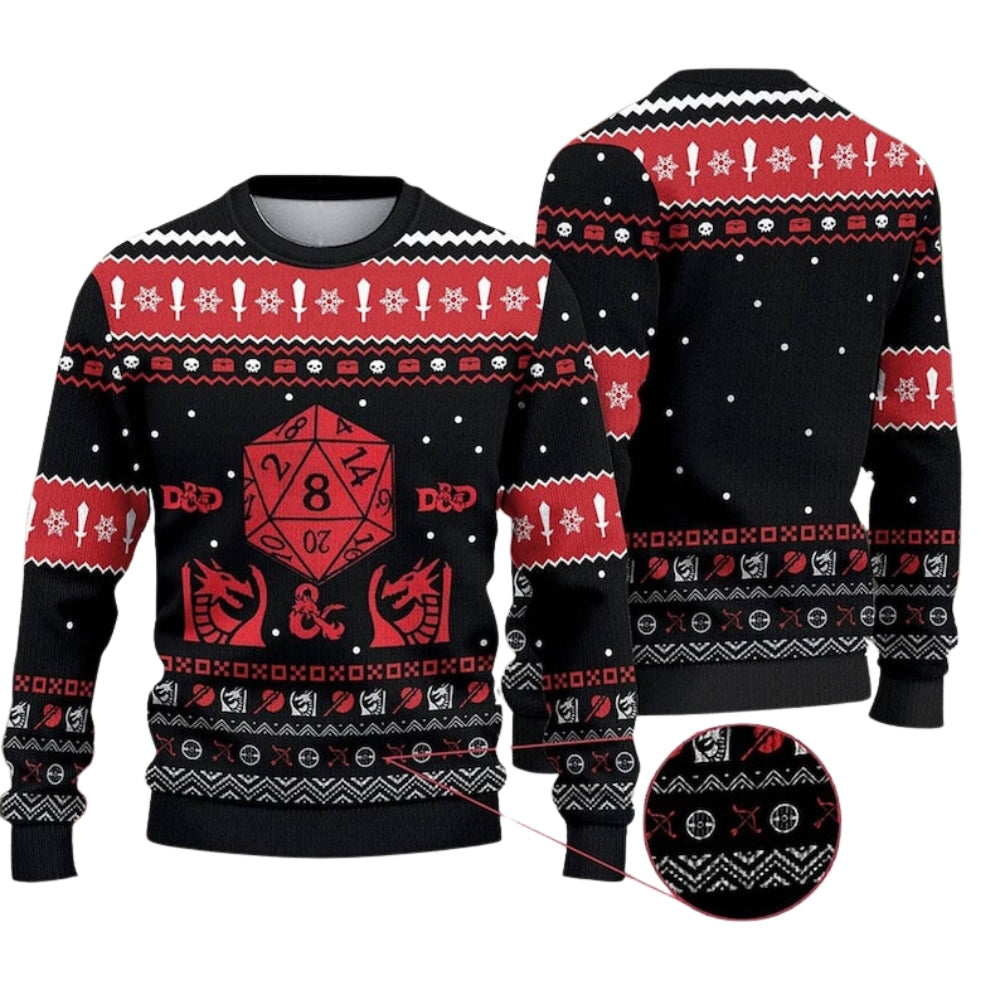 D&D Dragon Ugly Christmas Sweater For Men & Women Christmas Gift Sweater US2061 - WeCustomit