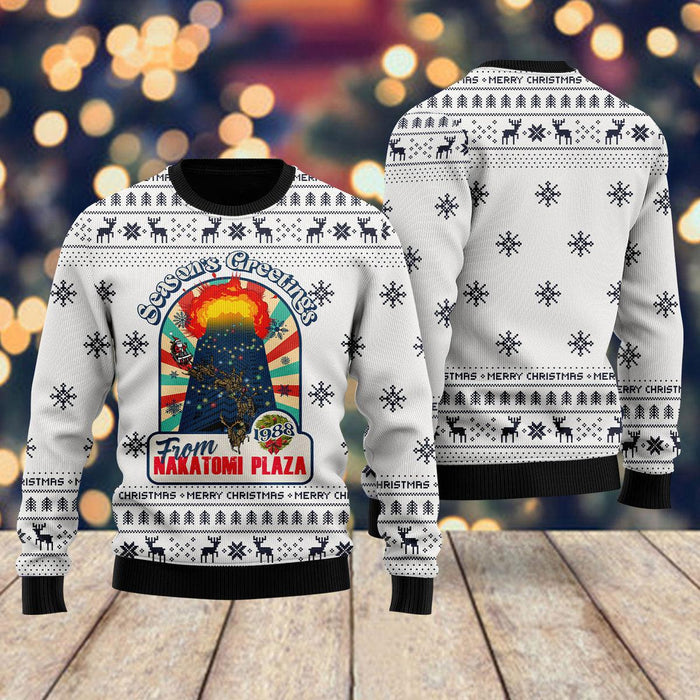 Season Greeting From Nakatomi Plaza Ugly Christmas Sweater For Men & Women Christmas Gift Sweater US2085 - WeCustomit