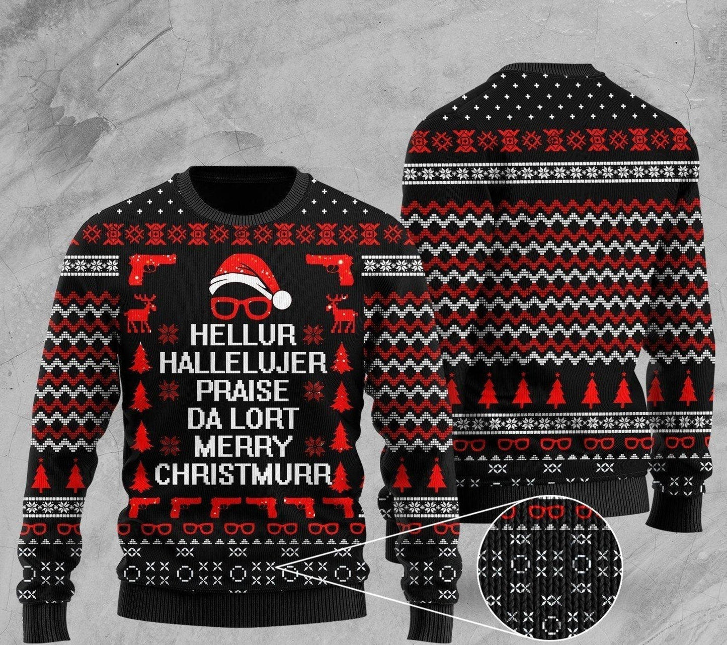 Hellur Hallelujer Praise Da Lort Merry Christmas Ugly Christmas Sweater For Men & Women Christmas Gift Sweater US2090 - WeCustomit