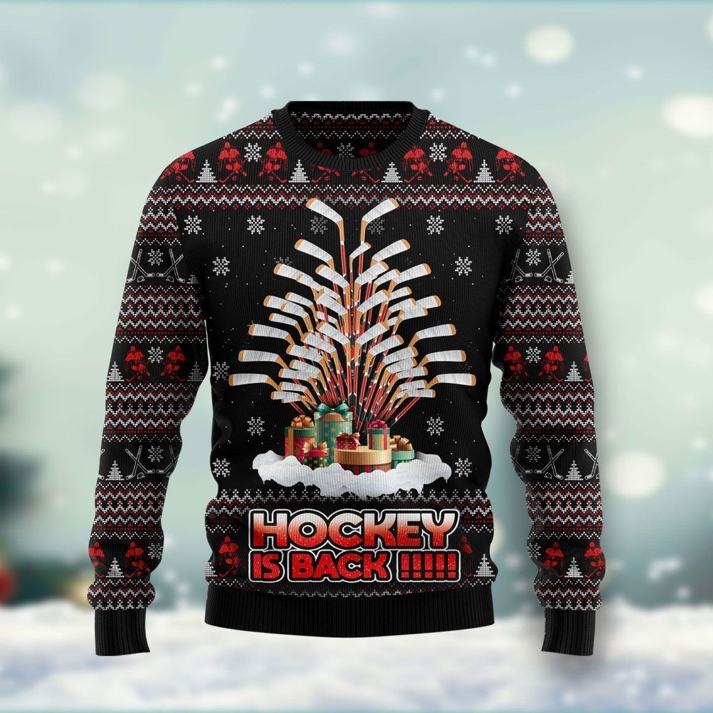 Hockey Is Back Ugly Christmas Sweater For Men & Women Christmas Gift Sweater US2096 - WeCustomit