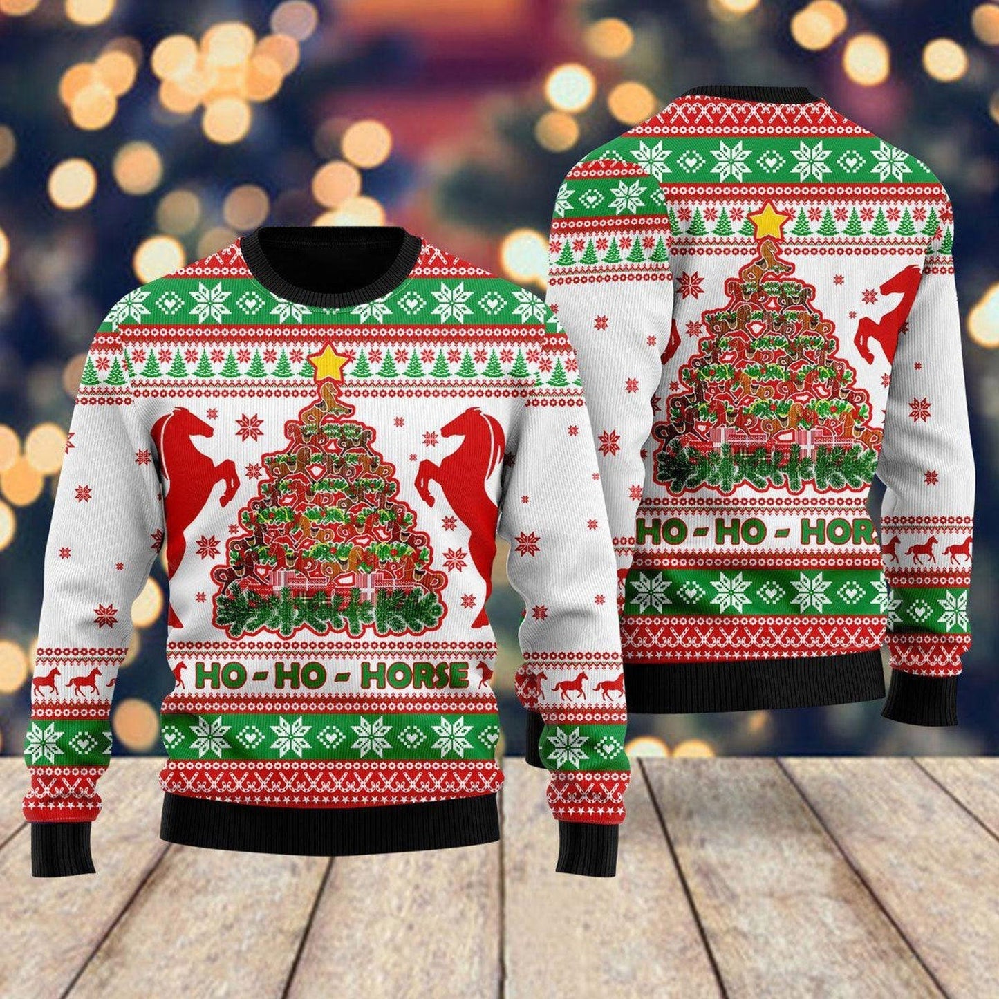 Horse Christmas Tree Ugly Christmas Sweater For Men & Women Christmas Gift Sweater US2100 - WeCustomit