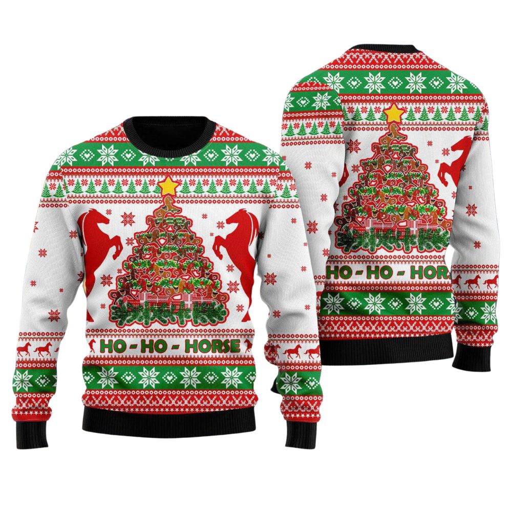 Horse Christmas Tree Ugly Christmas Sweater For Men & Women Christmas Gift Sweater US2100 - WeCustomit