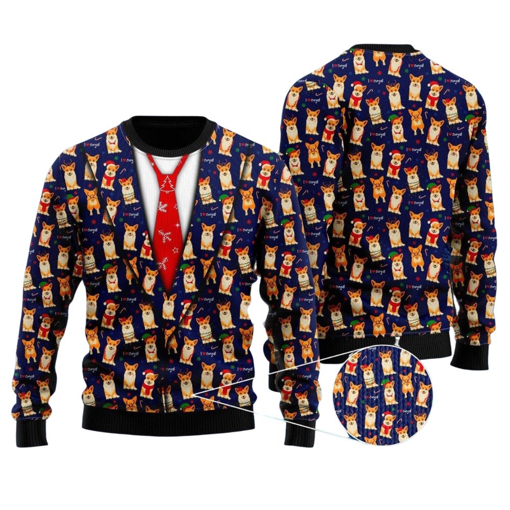 I Love Corgi Christmas Ugly Christmas Sweater For Men & Women Christmas Gift Sweater US2105 - WeCustomit