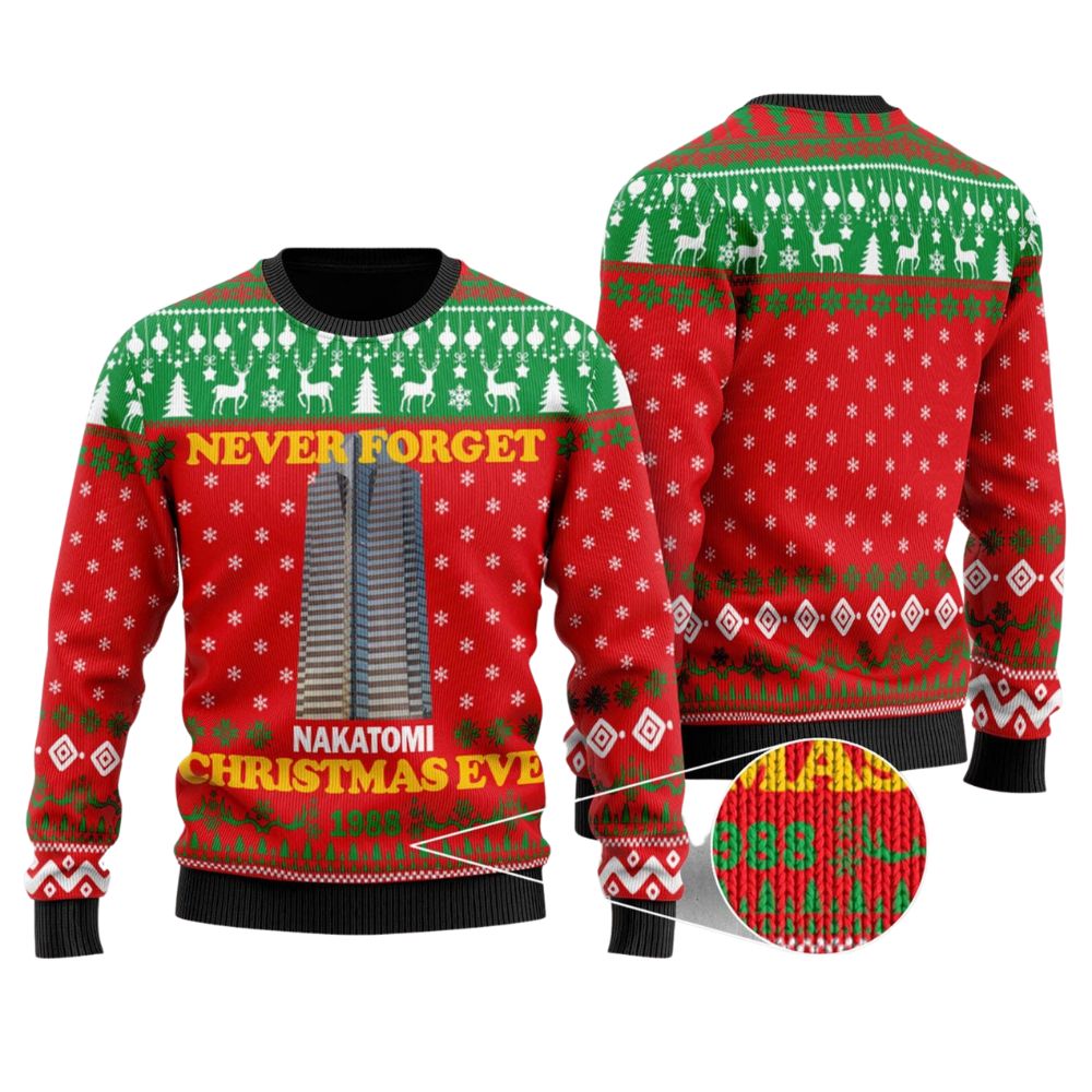 Never Forget Nakatomi Plaza Ugly Christmas Sweater For Men & Women Christmas Gift Sweater US2107 - WeCustomit