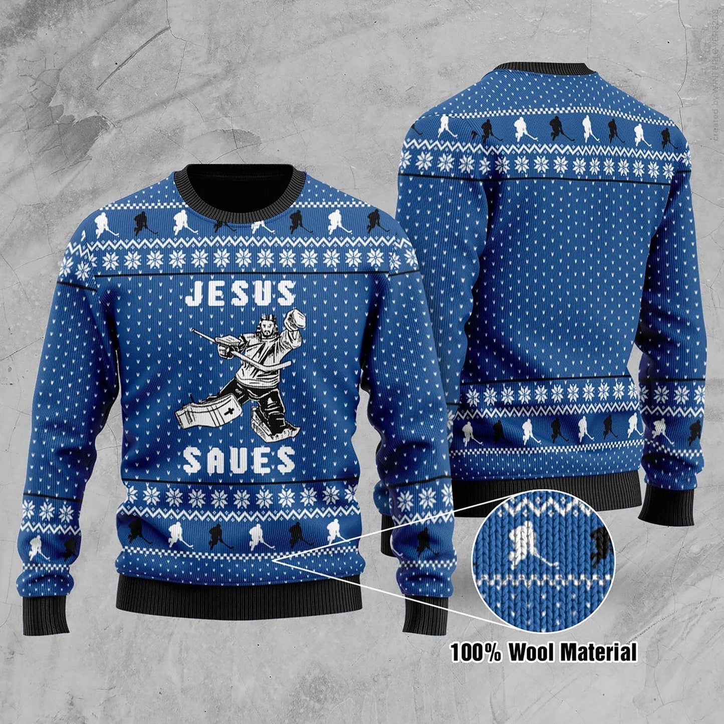 Hockey Jesus Saves Christmas Ugly Christmas Sweater For Men & Women Christmas Gift Sweater US2109 - WeCustomit
