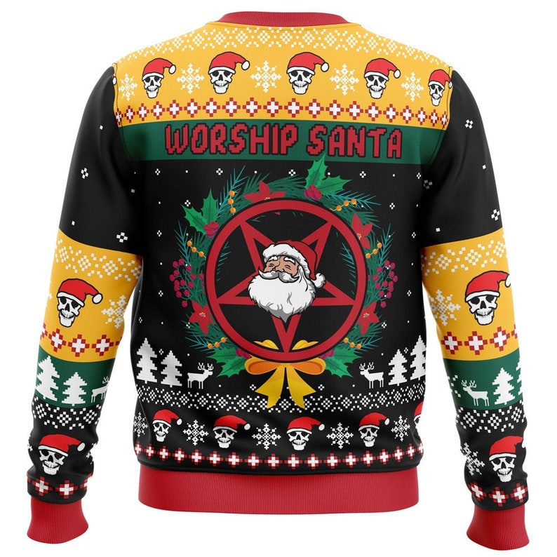 Worship Santa Ugly Christmas Sweater For Men & Women Christmas Gift Sweater US2402 - WeCustomit