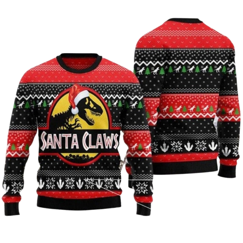 Santa Claws Dinosaur Ugly Christmas Sweater For Men & Women Christmas Gift Sweater US2408 - WeCustomit