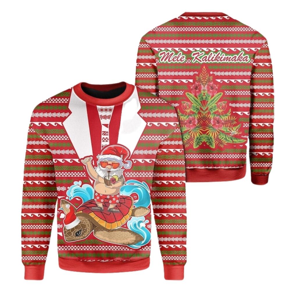 Hawaii Santa And Sea Turtle Ugly Christmas Sweater For Men & Women Christmas Gift Sweater US2410 - WeCustomit