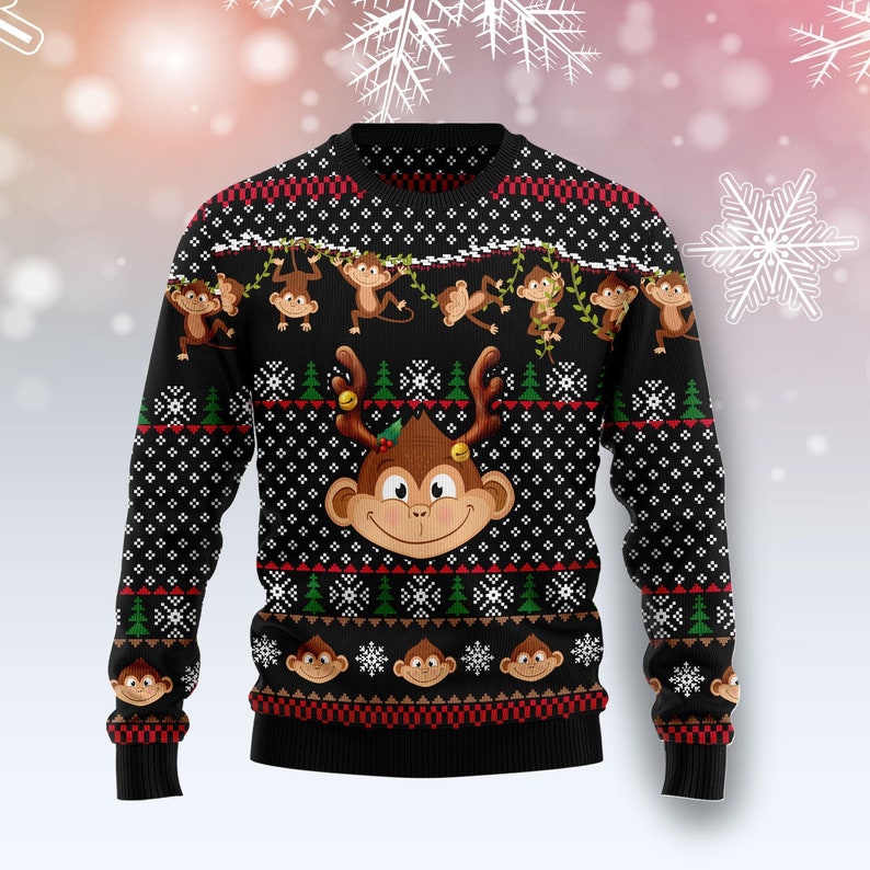 Funny Monkey Ugly Christmas Sweater For Men & Women Christmas Gift Sweater US2411 - WeCustomit